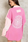 Lace Patch Button Down Shacket