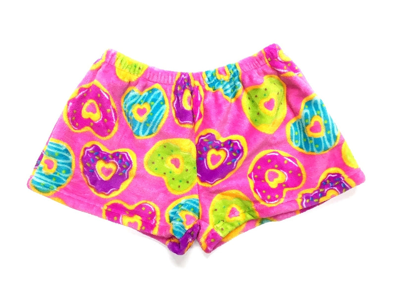 Heart And Donuts Fuzzy Shorts- Girls