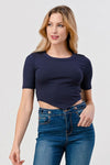 Cap Sleeve Rib V Bottom Top