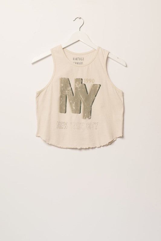 New York 1990 Racerback Graphic Tank