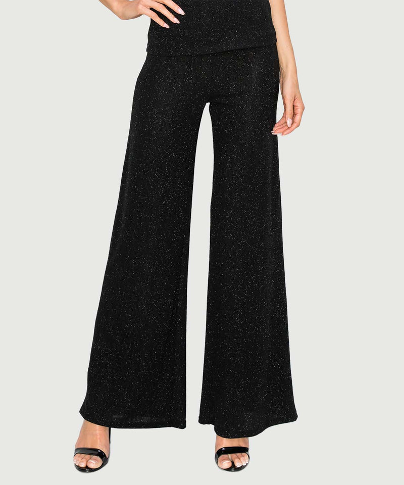 Last Tango Wide Leg Pants - Silver/Black