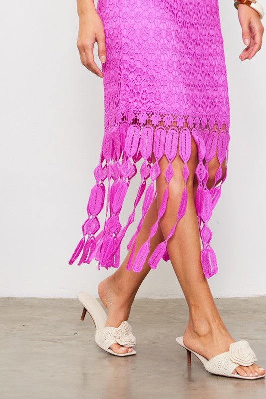 Crochet Midi Skirt With Fringe