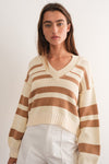 Nancy V-Neck Stripe Sweater Top