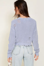 Distressed Round Neck Knit Sweater