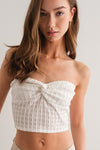 Amara Textured Front Twist Strapless Top