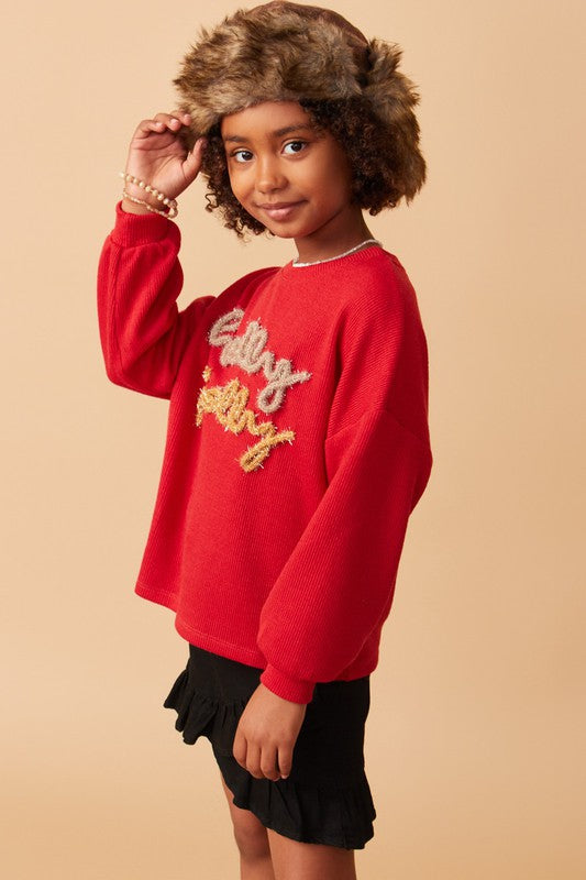 Holly Jolly Knit Top- Girls