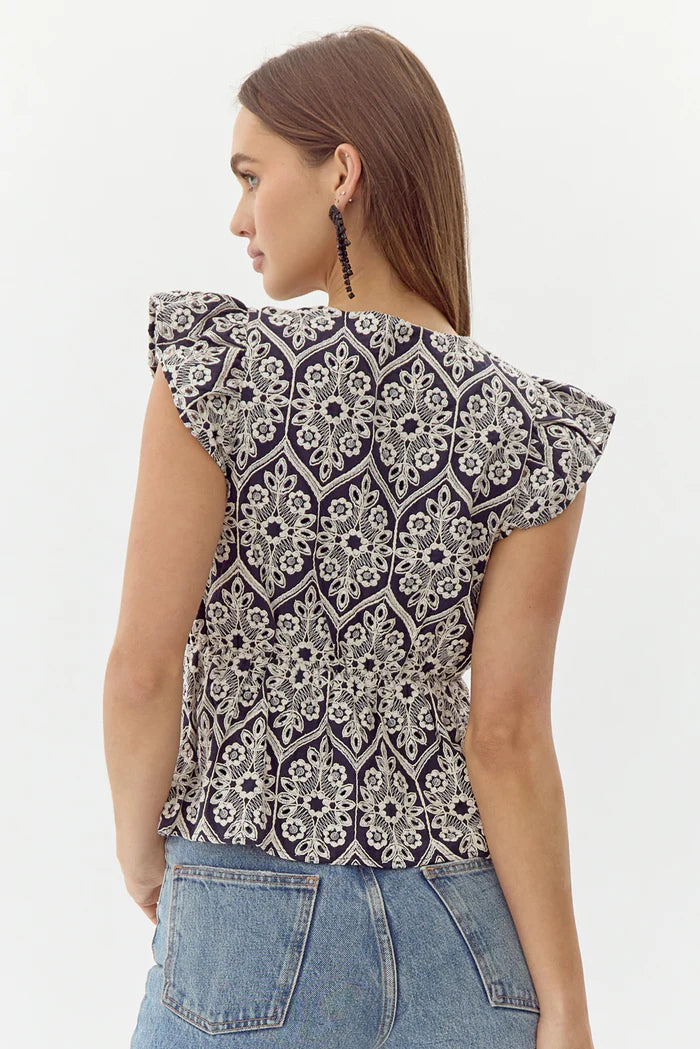 adelyn rae Seriana Embroidered Top