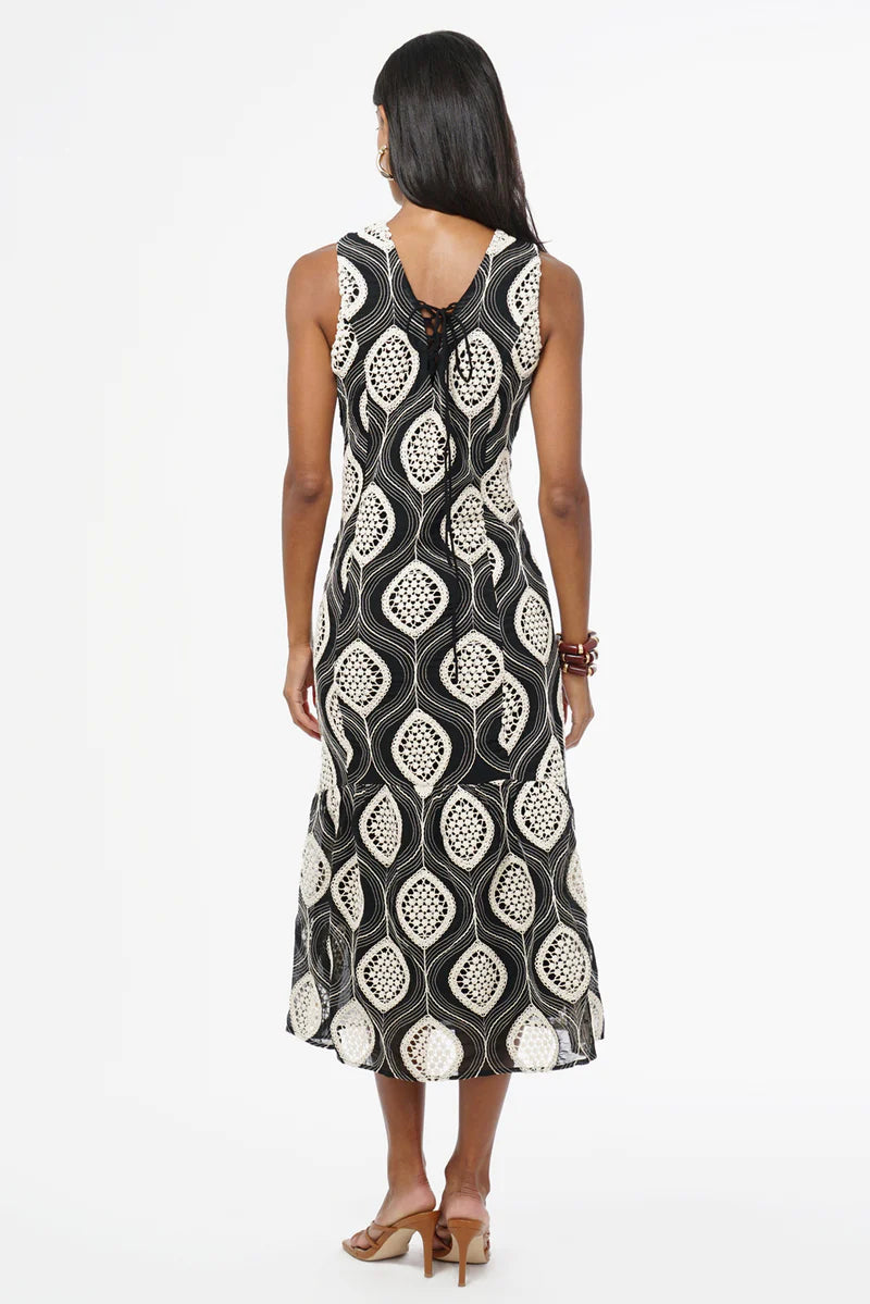 adelyn rae Austrid Embroidered Cotton Midi Dress