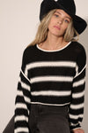 Stripe Round Neck Expose Seam Sweater