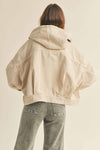 Washed Cotton Jacket With Hoodie