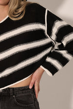 Stripe Round Neck Expose Seam Sweater