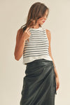 Knitted Striped Pattern Sleeveless Top