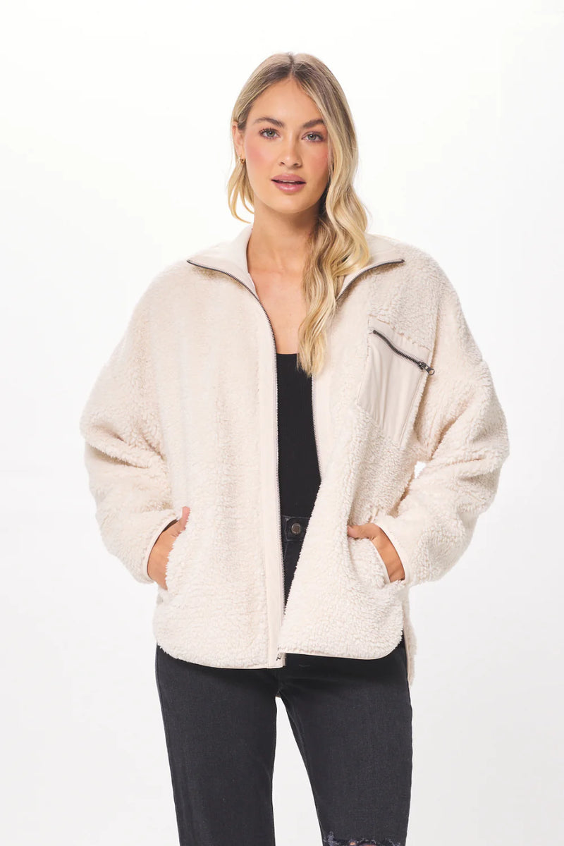 Vintage Havana- Zip Front Jacket With Leather Combo