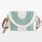 Mixed Striped Straw Clutch Crossbody Bag