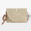 Color Striped Two Tone Straw Clutch Crossbody Bag