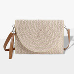 Color Striped Two Tone Straw Clutch Crossbody Bag