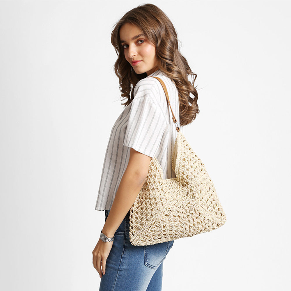Boho Woven Crochet Shoulder Bag