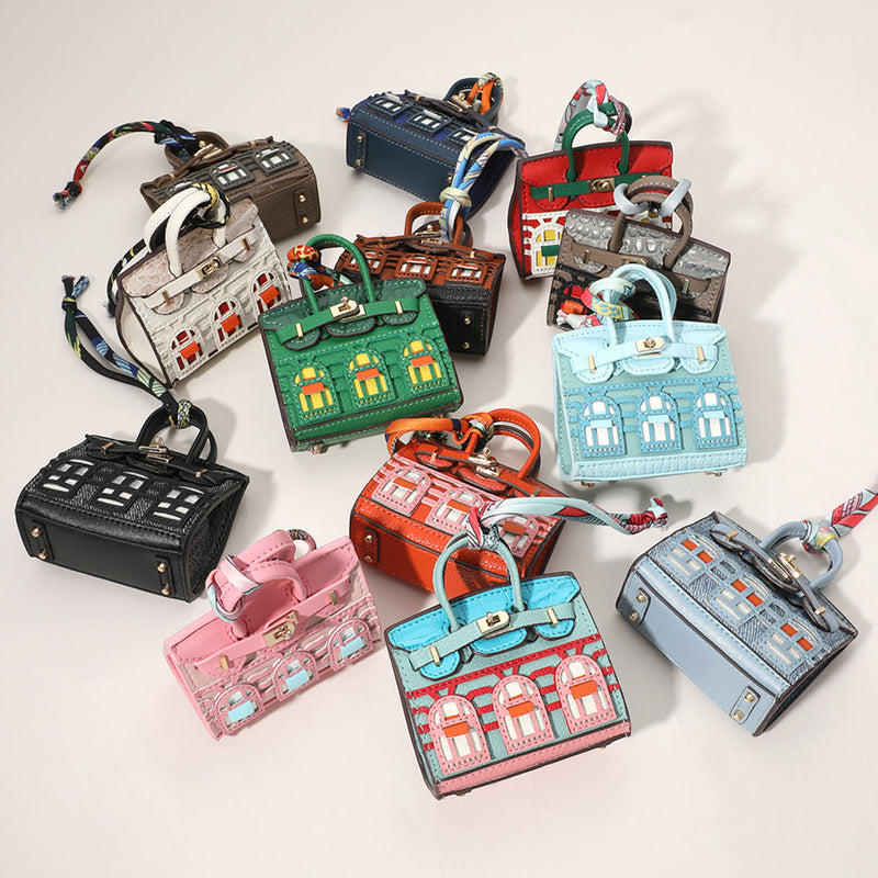House Printed Faux Leather Elegant and Stylish Mini Purse/Bag Charm