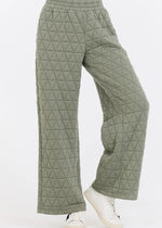 Olive Quilted Flare Sweatpants