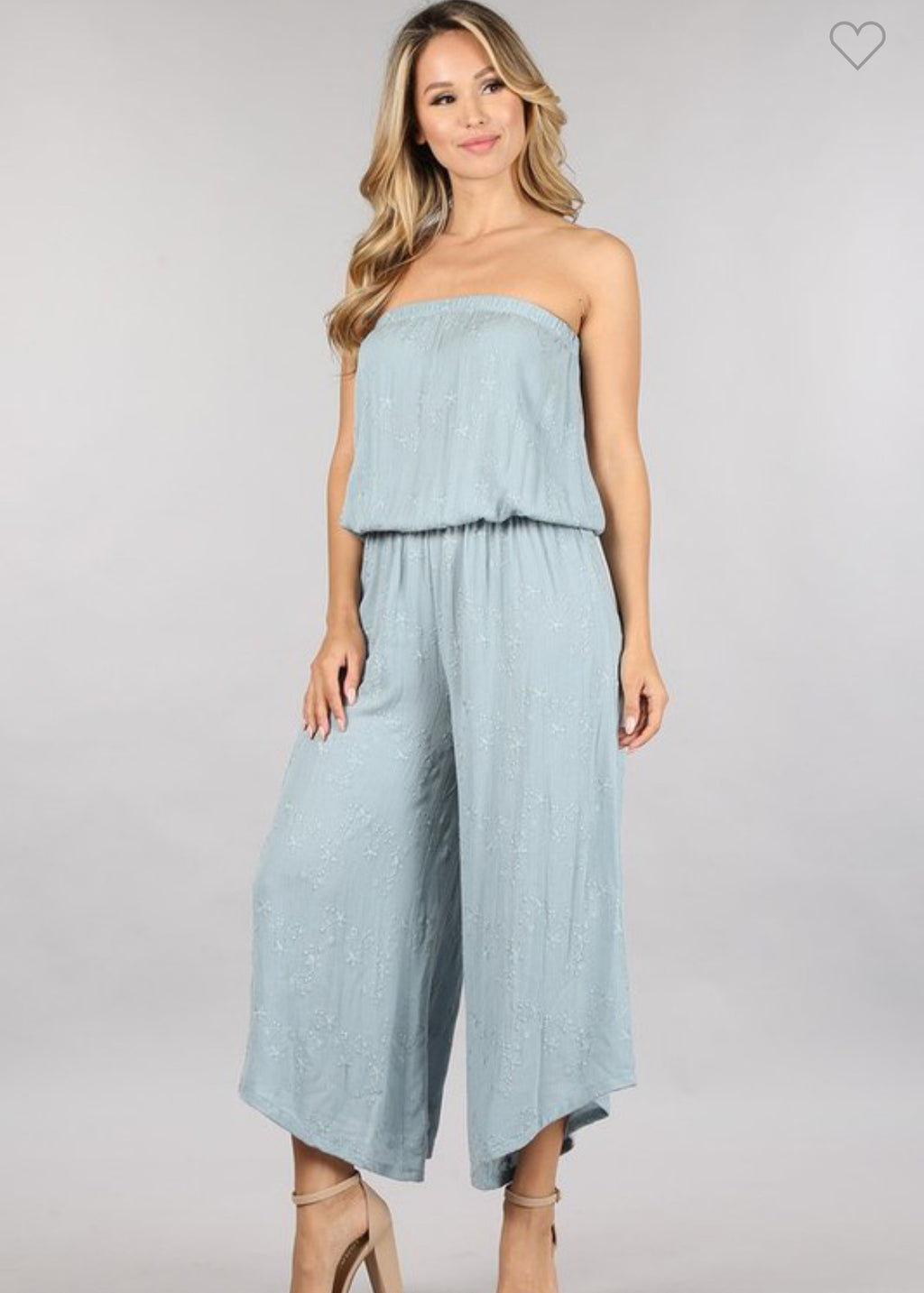Embroidered Strapless Jumpsuit