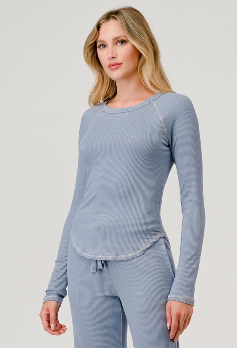 Long Sleeve Rib Raglan Top