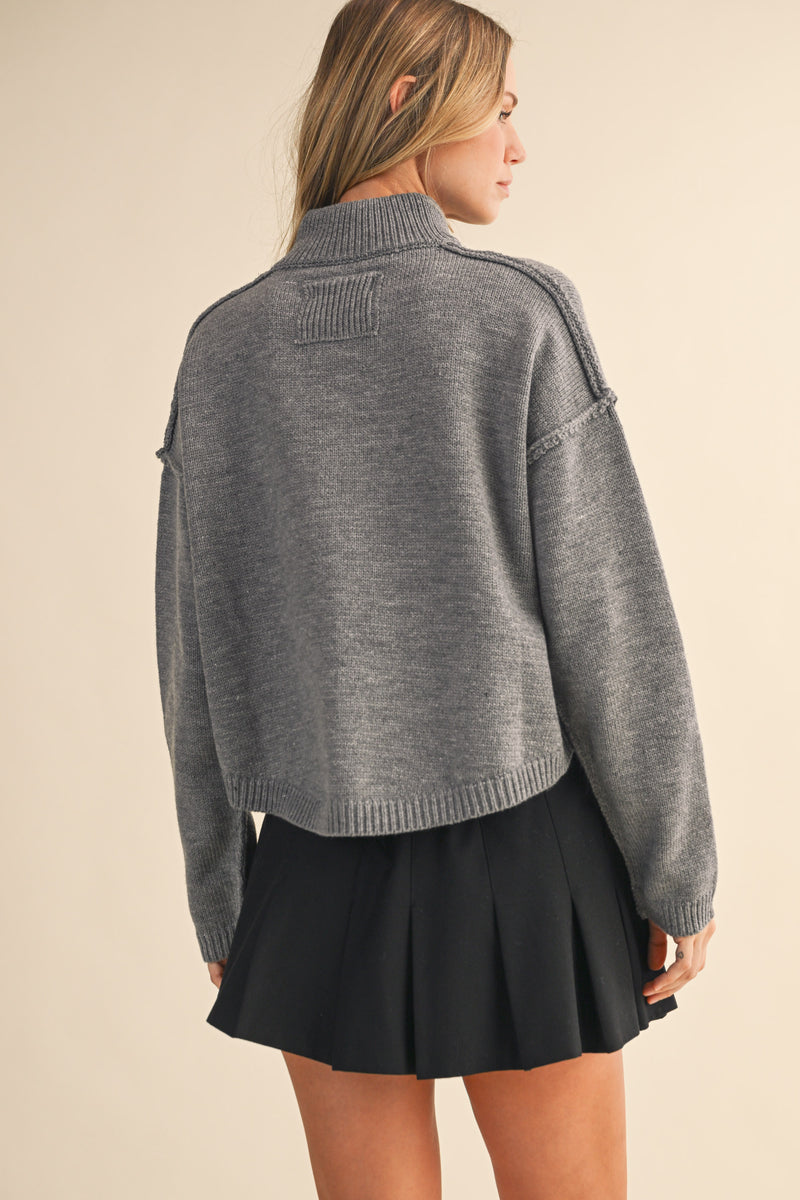 High Neck Longsleeve Sweater Cardigan