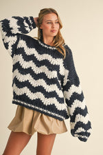 Chevron Pattern Oversized Chunky Knit Sweater