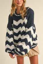 Chevron Pattern Oversized Chunky Knit Sweater