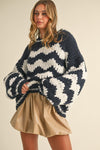 Chevron Pattern Oversized Chunky Knit Sweater