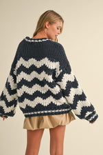 Chevron Pattern Oversized Chunky Knit Sweater