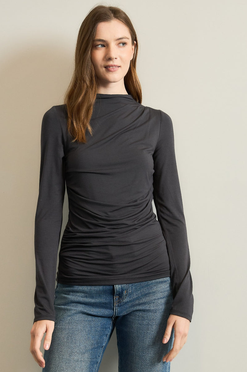 Modal Double Layered Pleated Long Sleeve Top