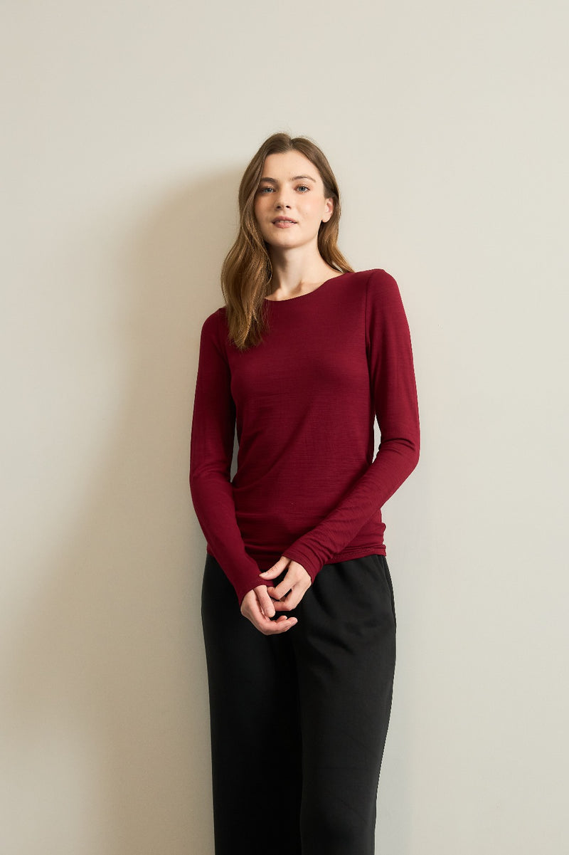 Slub Jersey Round Neck Long Sleeve Top