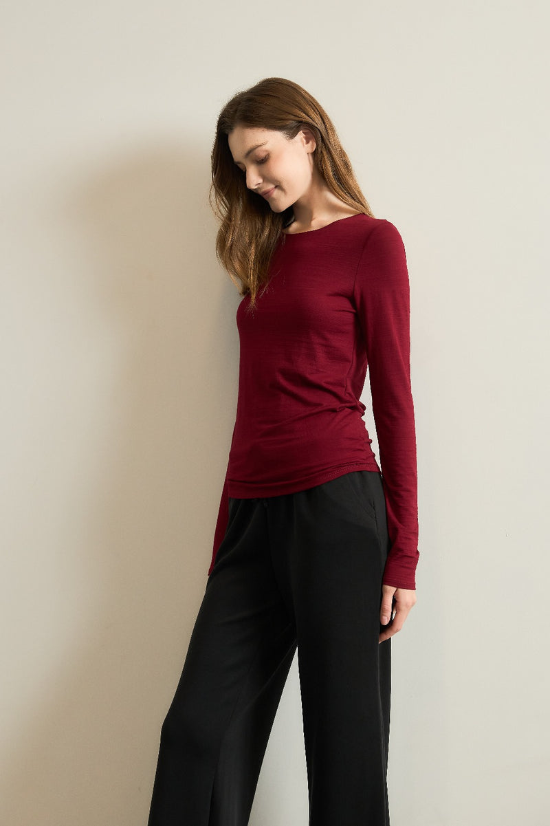 Slub Jersey Round Neck Long Sleeve Top