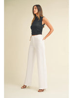 Just Black Palazzo Jeans - White Button