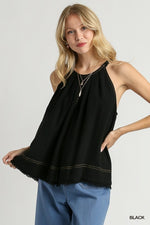 Halter Neck Sleeveless Pleated Top