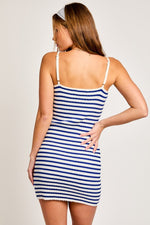 Button Down Striped Rib Sweater Mini Dress