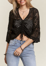 Front Drawstring Crochet Top