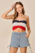 Front Twist Knit Stripped Tube Top