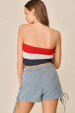 Front Twist Knit Stripped Tube Top