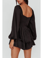 Layered Long Balloon Sleeve Romper