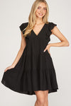 Sleeveless Woven Ruffled Dress