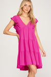 Sleeveless Woven Ruffled Dress