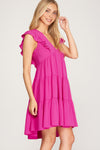 Sleeveless Woven Ruffled Dress