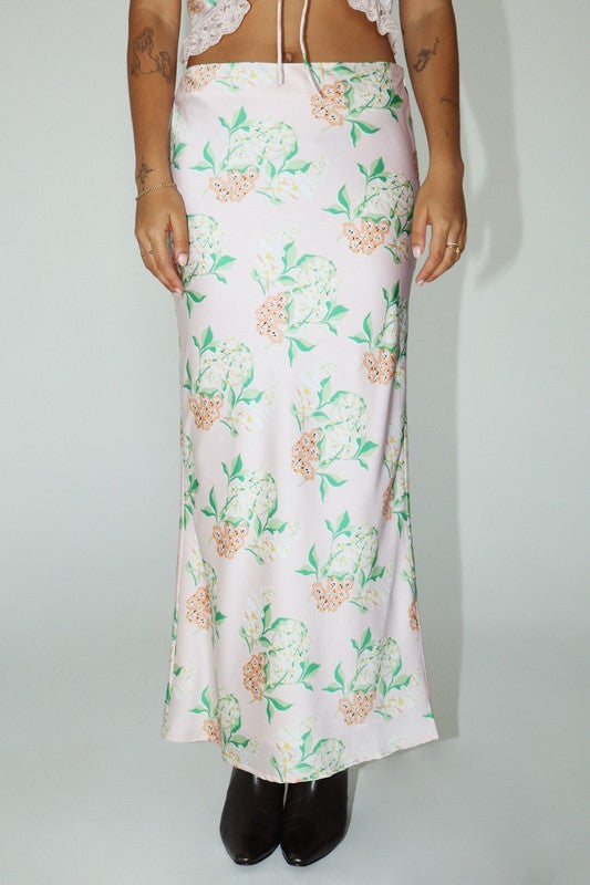 Summer Blossom Bias Cut Long Skirt