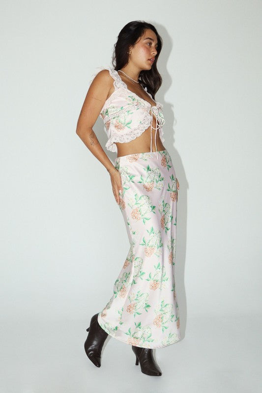 Summer Blossom Bias Cut Long Skirt