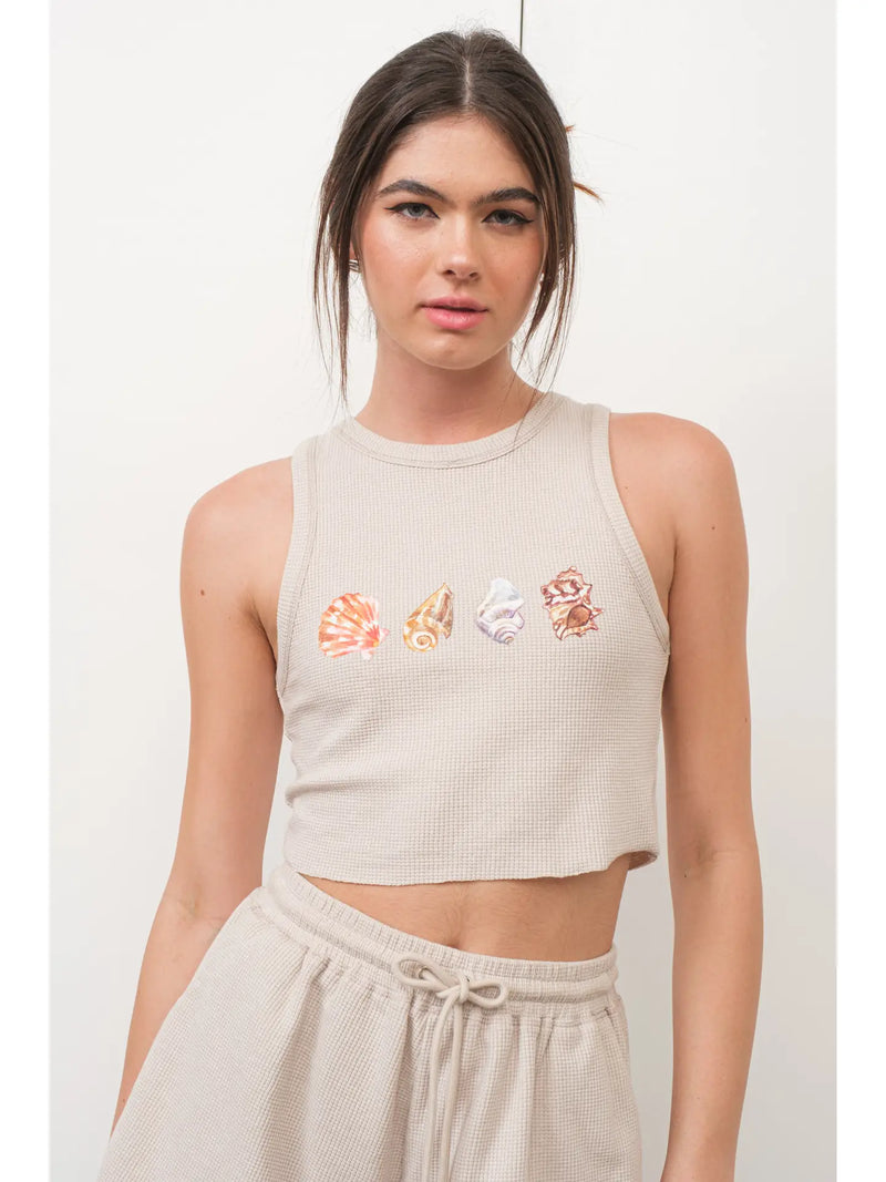 Seashell Waffle Knit Tank