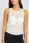 Ruched Mesh Tank Top