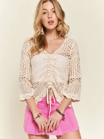 Front Drawstring Crochet Top