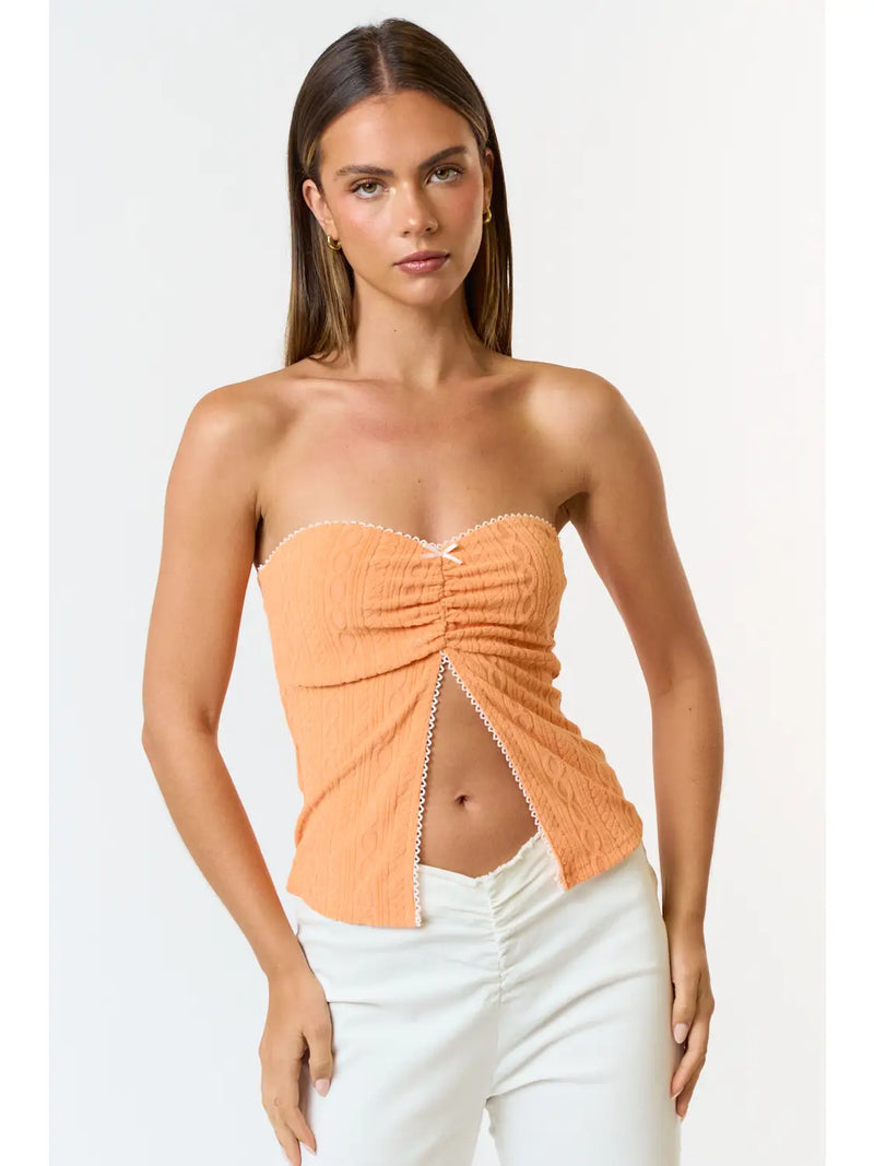 Sweetheart Neck Split Front Tube Top