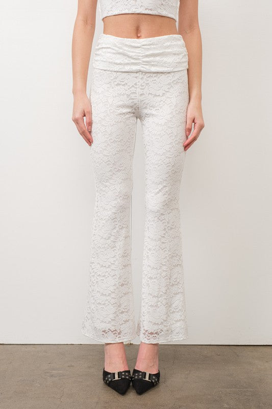 Foldover Lace Flare Pants